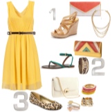 Dzeltenu uzliesmojošu kleitu aksesuāri