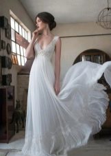 Ampīra stila zīda kāzu kleita