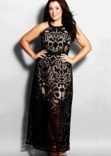 Full-length lace evening dress