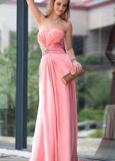 Розова евтина вечерна рокля