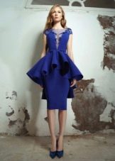 blaues Abendkleid mit Schößchen Midi