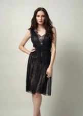 Maikling black lace evening dress