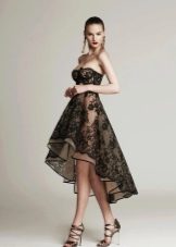 Evening dress short in front long in back of black lace