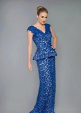 Rochie de seara albastra cu peplum ruslka