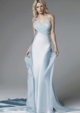 Gaun pengantin lurus biru muda