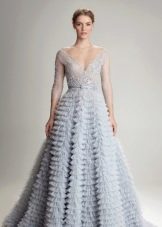Modro-šedé svadobné šaty