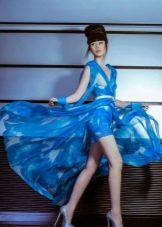 Blue chiffon evening dress