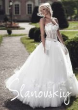 Slanovski vestuvinė suknelė su permatomu korsetu