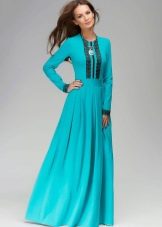 Turkoois jurk met lange mouwen
