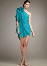 Mini-lengte turquoise jurk