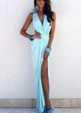 Modré dlouhé šaty