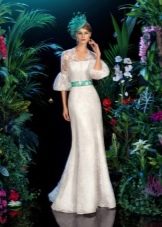 Wedding dress with puffy sleeves