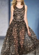Long Chiffon Sheer Leopard Dress