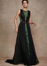 Gaun lace dengan chiffon hitam