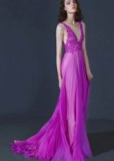 Violetinė šifono suknelė