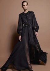 Zwarte doorschijnende chiffon jurk