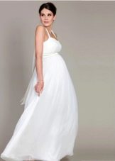 Balta suknelė su petnešėlėmis nėščiosioms