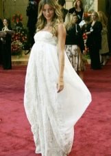 Bijela pamučna haljina za trudnice