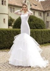 Gaun pengantin duyung dengan organza
