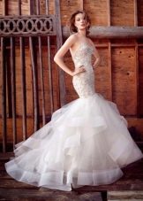 Undinėlės vestuvinė suknelė su organzos sijonu