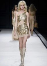 فستان قصير من الطراز اليوناني باللون الذهبي