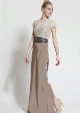 Floor-length dress with lace top