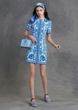 Sukienka vintage od Dolce & Gabbana ze wzorem gzhel