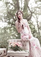 Romantic wedding dress with floral print