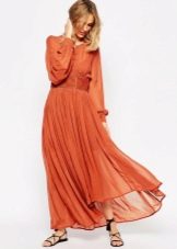 Long Terracotta Long Sleeve Dress