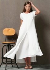 Biele ľanové dlhé šaty