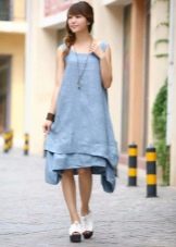Blaues Sommerkleid aus Leinen