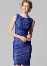 Blue lace sheath dress