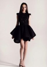 Váy cao su tổng hợp ngắn màu đen