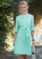 Robe en polyester turquoise à pois