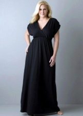 Lange zwarte viscose jurk voor mollig