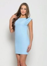 Къса синя рокля с права линия