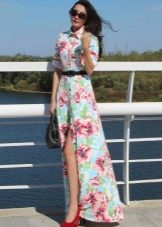 Rochie camasa lunga cu imprimeu floral