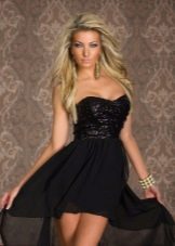 Black short dress with train and corset