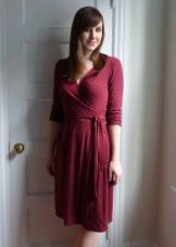 Burgundy knit wrap dress