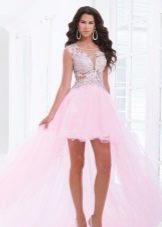 Pink dress with rhinestones and train
