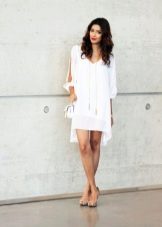 Evening white dress a-line with a clutch