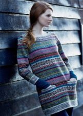 Patterned knit tunic dress