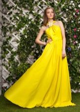 Žuta pletena haljina do poda