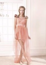 Къса розова абитуриентска рокля