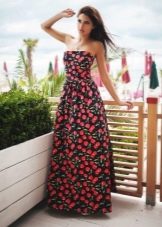 Long summer bandeau dress with print