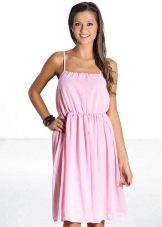 Pink fitted pinafore dress