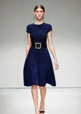 فستان من الصوف بتصميم A-line أزرق