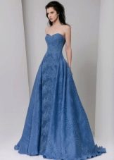 Váy xanh crepe de Chine