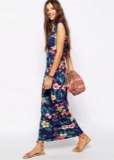 Fashionable long dress spring-summer 2016 season with floral print