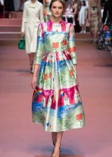 Fashionable dress for the fall-winter 2016 season with an unusual print